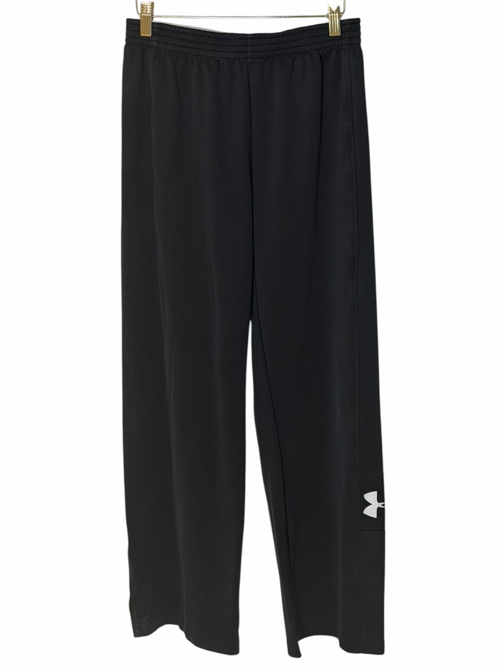 Under Armour Black Performance Track Wide Leg Pants with White Logo- M